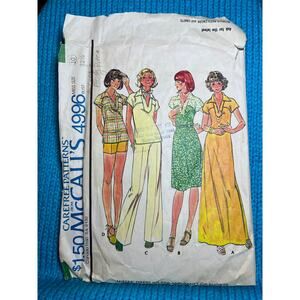 McCalls 4996 pattern Maxi dress top pants or shorts 1970s size 10